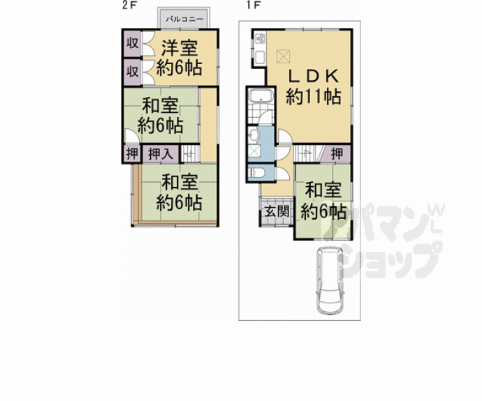 【桂坤町貸家32-9】間取