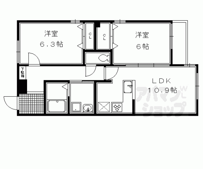 【デファーンドル長岡京】間取