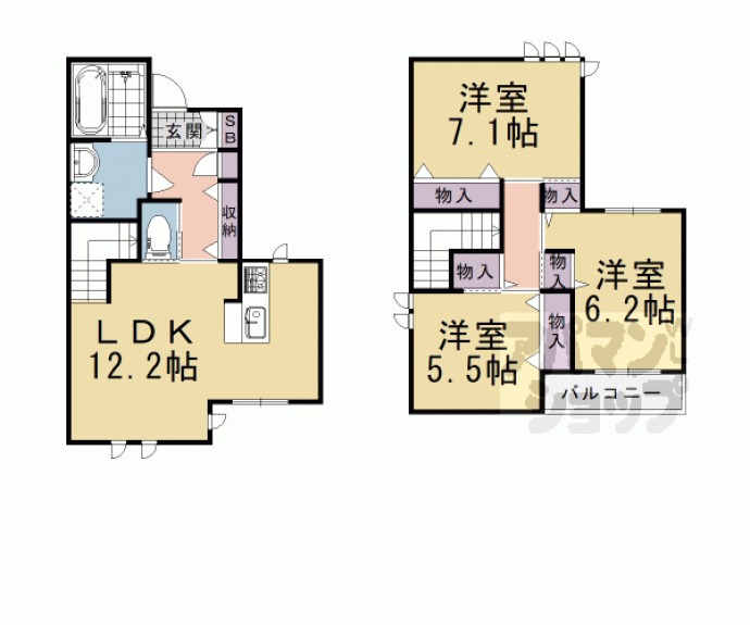 【下海印寺方丸貸家】間取