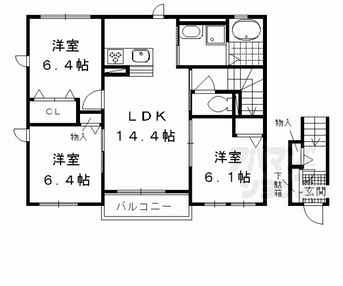 【シャーメゾン北畠Ｂ】間取