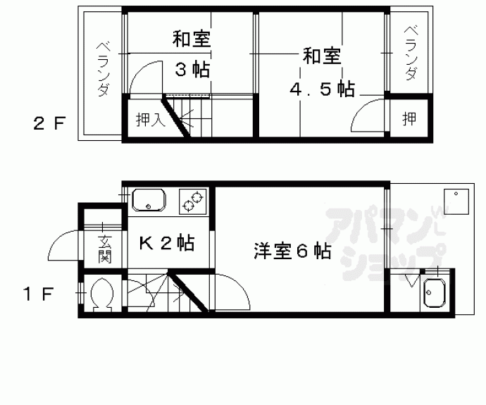 【山田御道路町貸家】間取