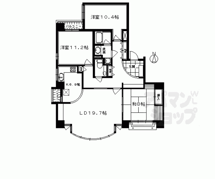 【ＫＢコンフォート三条】間取