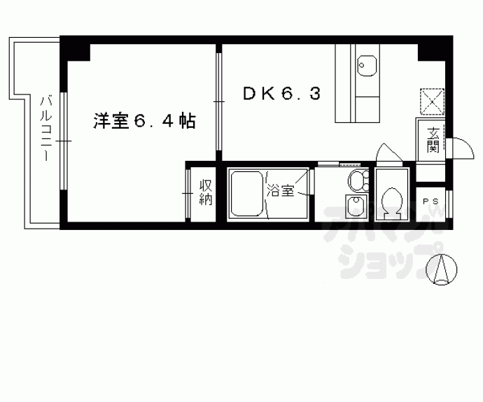 【西七条掛越町マンション】間取