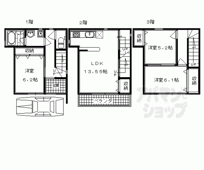 【西ノ京南聖町貸家】間取