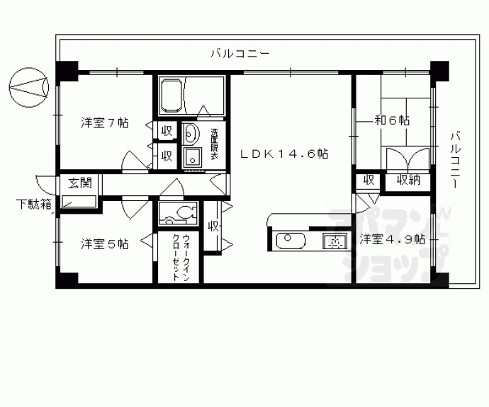 【コスモシティ三条西洞院】間取