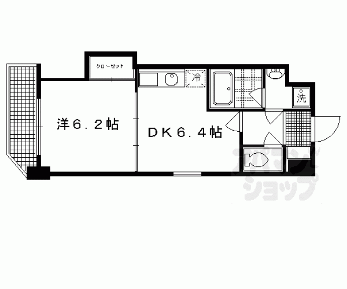 【千本通出水下ル十四軒町マンション】間取