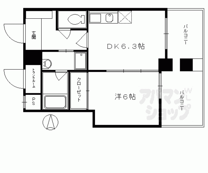 【千本通出水下ル十四軒町マンション】間取
