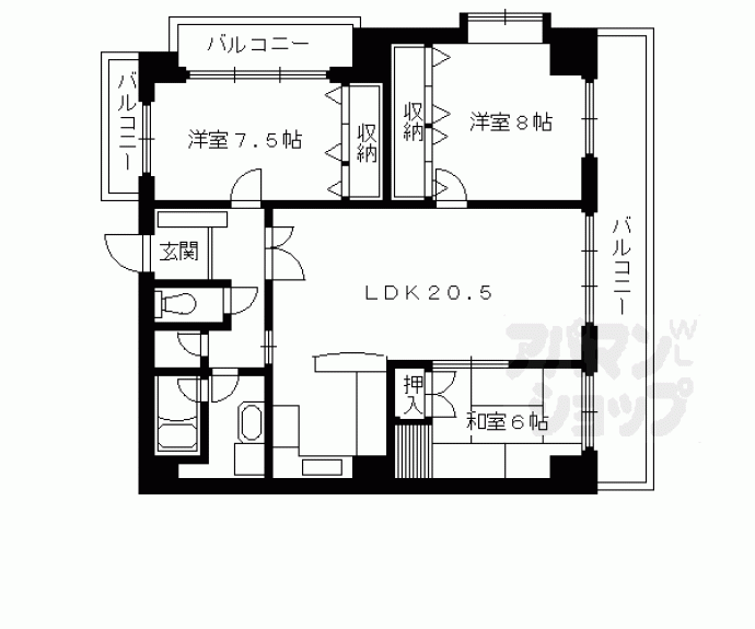 【クレール御所南】間取