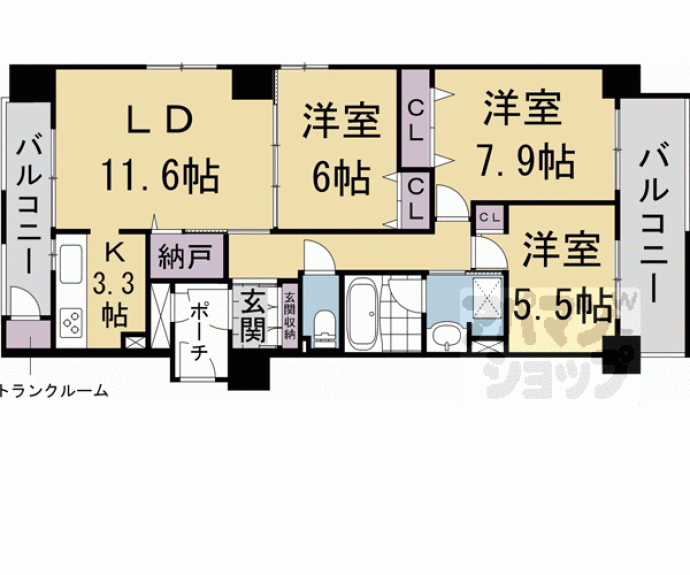 【ベルシャトウ御所南堺町】間取