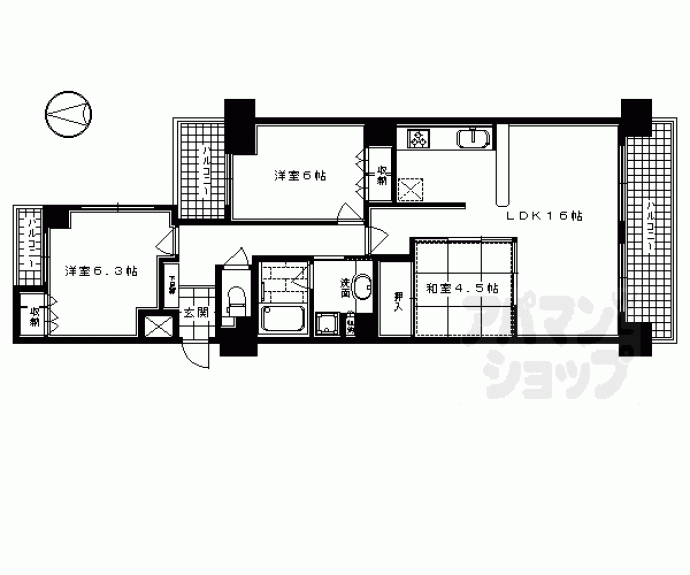 【グラン・ブルー三条柳馬場】間取