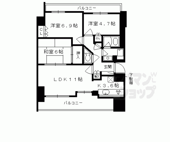 【パラドール錦小路】間取
