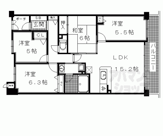 【パデシオン西院】間取