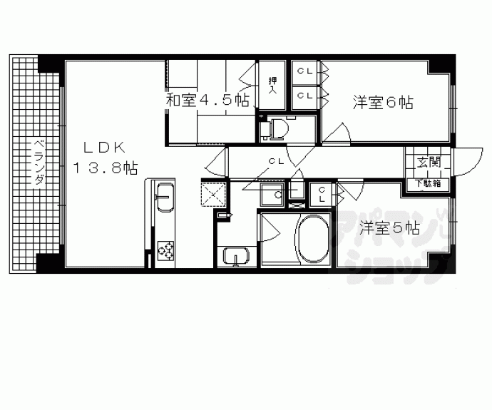 【ファインフラッツ京都西院】間取