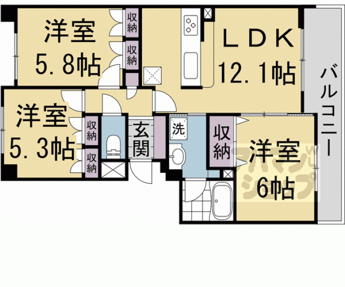 【パインフィールド洛西】間取