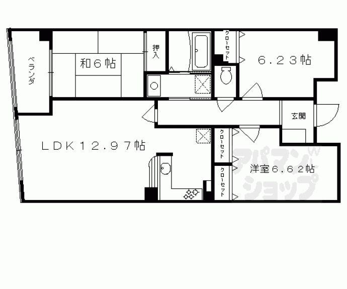 【パインフィールド五条】間取