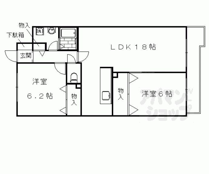 【ウエストウイング嵯峨】間取