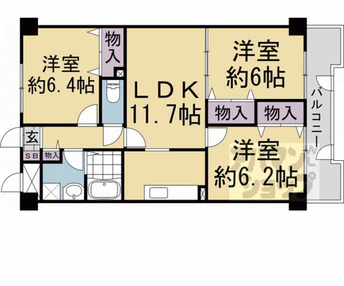 【ウエストウイング嵯峨】間取