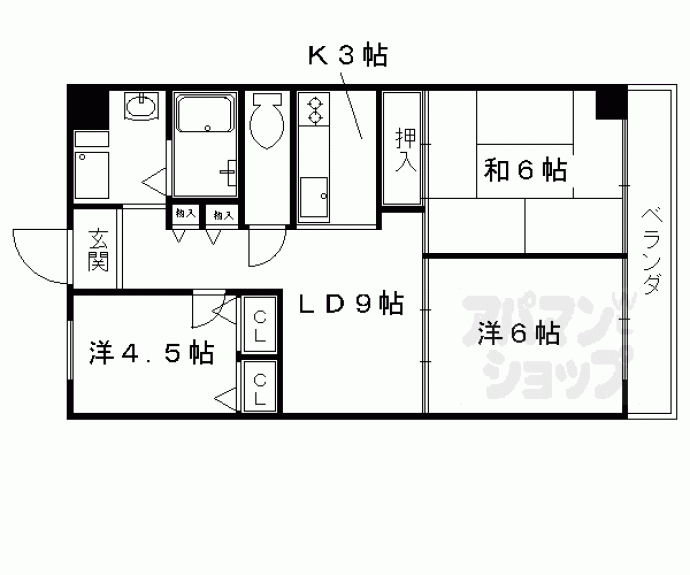 【ユニハイム四条梅津】間取