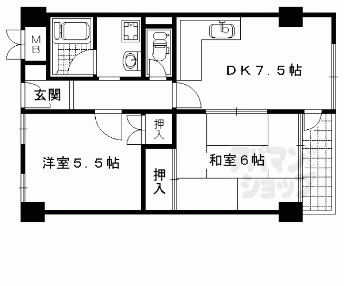 【京福修学院マンション】間取