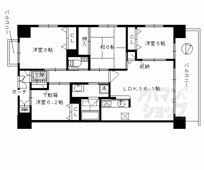 【パデシオン京都駅前Ⅱ番館】間取