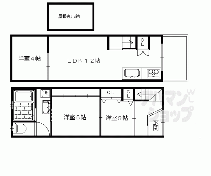 【上久世町477-17貸家】間取