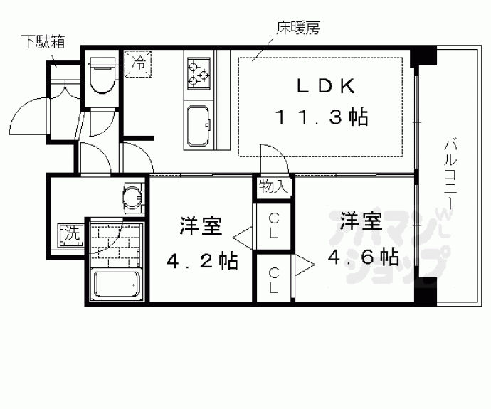 【プレサンスTHE KYOTO 華苑】間取