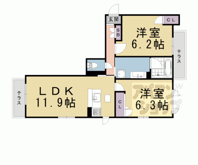 【シャーメゾン東久世】間取