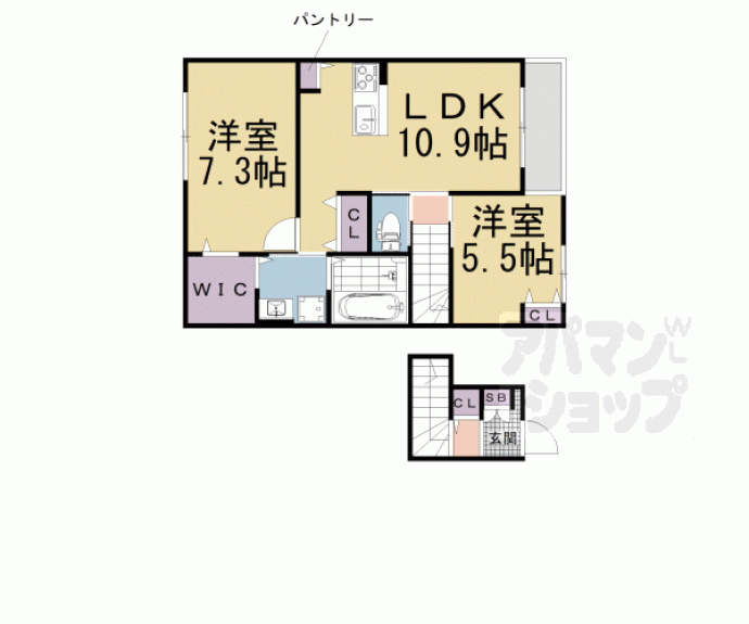 【エルメゾン山科小野B棟】間取