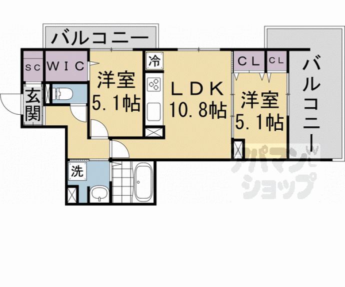 【Ｗｉｓｔｅｒｉａ西大路五条】間取