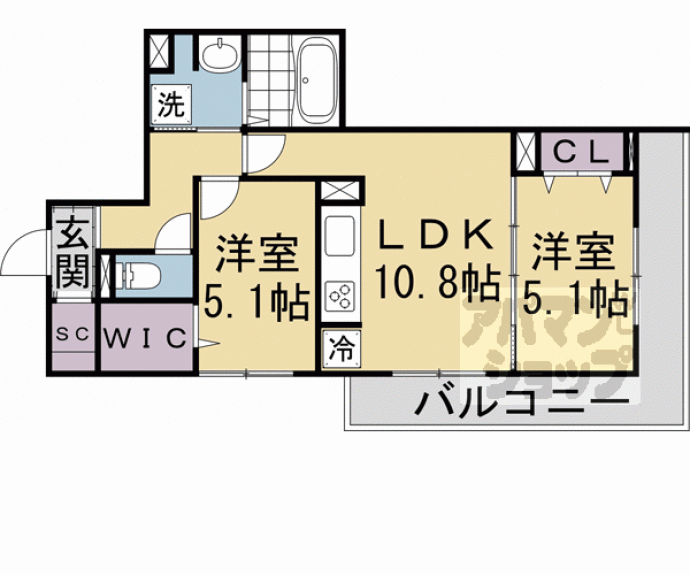 【Ｗｉｓｔｅｒｉａ西大路五条】間取