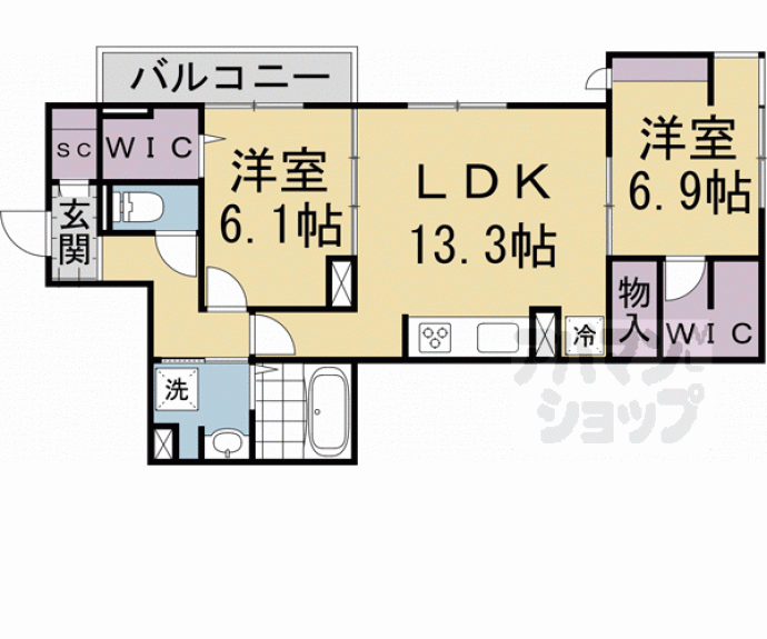 【Ｗｉｓｔｅｒｉａ西大路五条】間取