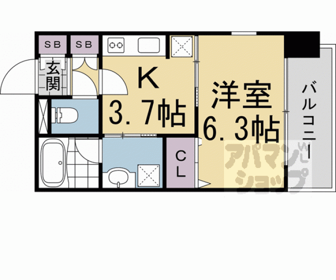【ベラジオ京都鴨川Ⅱ】間取