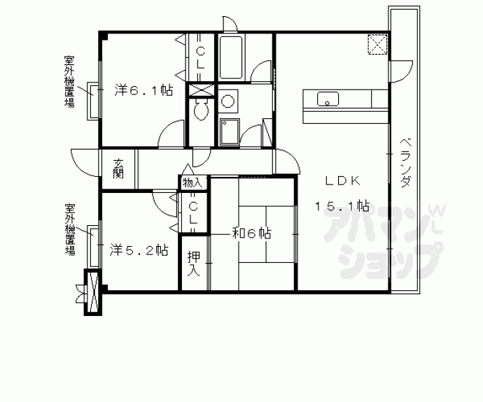 【ハーティス山科御陵A棟】間取