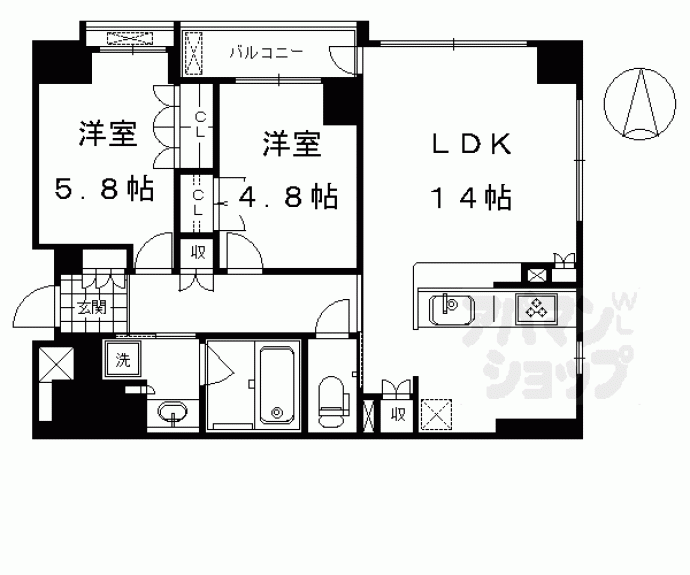 【ジオ烏丸五条】間取