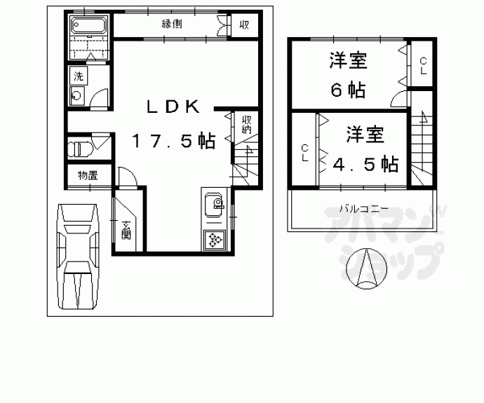 【唐橋羅城門町貸家】間取