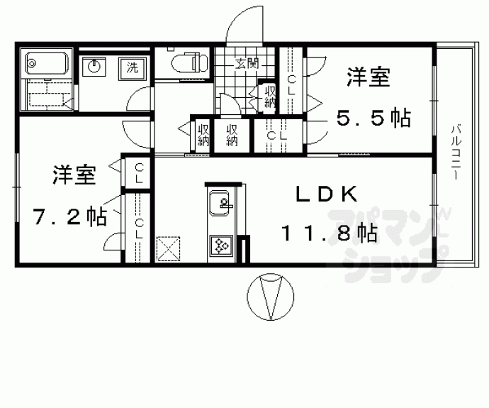 【シャーメゾン１１ｂａｎｃｈｉ】間取