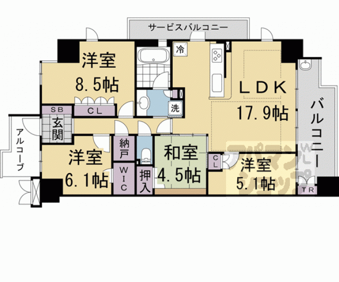 【京都桂川つむぎの街グランスクエア】間取