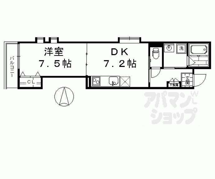 【Ｂｌａｎｃ　Ｎｅｉｇｅ烏丸五条】間取