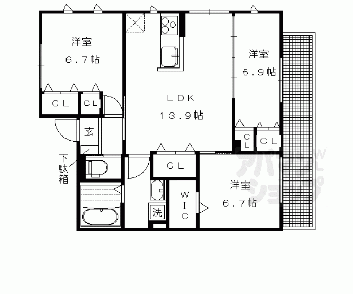 【エルメゾン川端】間取