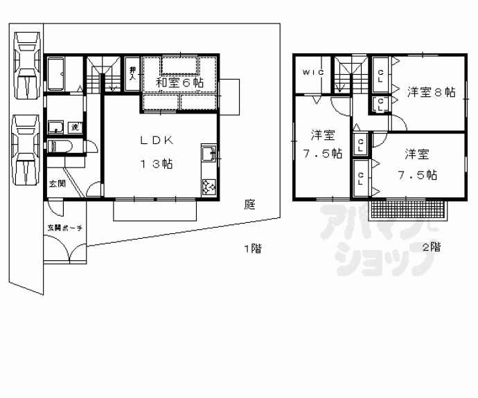 【岩倉下在地町貸家Ｂ棟】間取