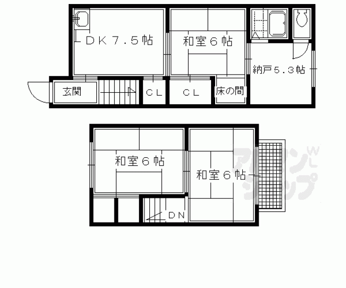 【一乗寺染殿町貸家６６（連棟）】間取
