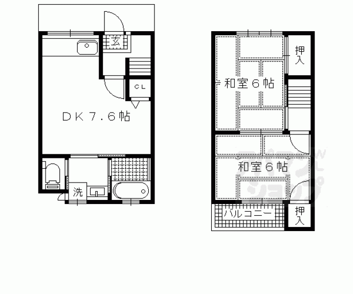 【田中西大久保町貸家１４－８】間取