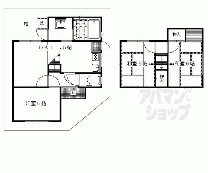 【田中西高原町貸家25-13】間取