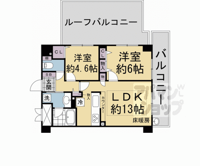 【リソシエ今出川堀川グランディス】間取