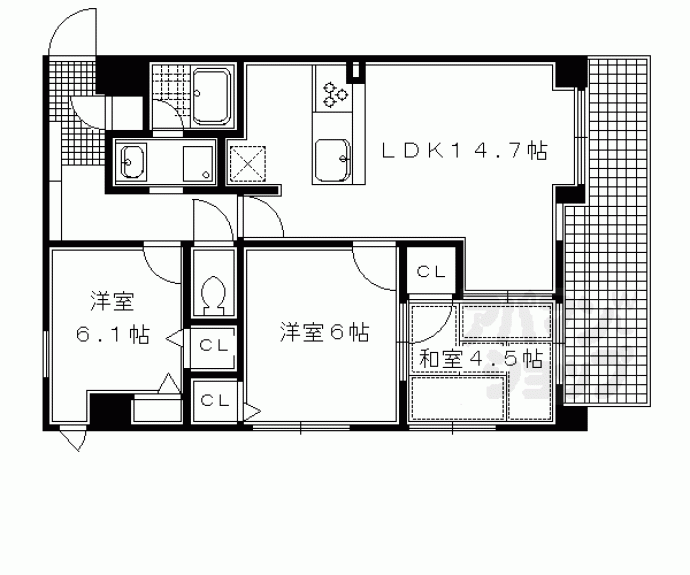 【リソシエ今出川堀川グランディス】間取