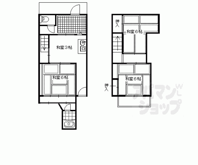【大将軍東鷹司町貸家75-3】間取