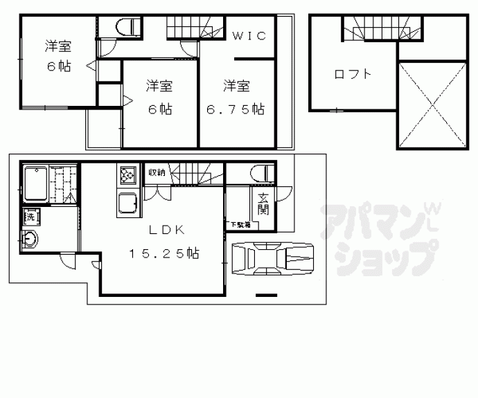 【嵯峨中又町貸家】間取