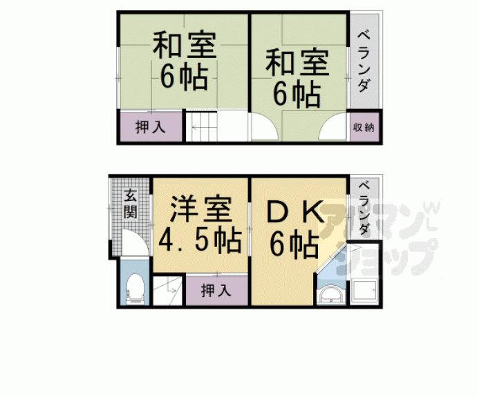 【嵯峨釈迦堂門前瀬戸川町７－５貸家】間取
