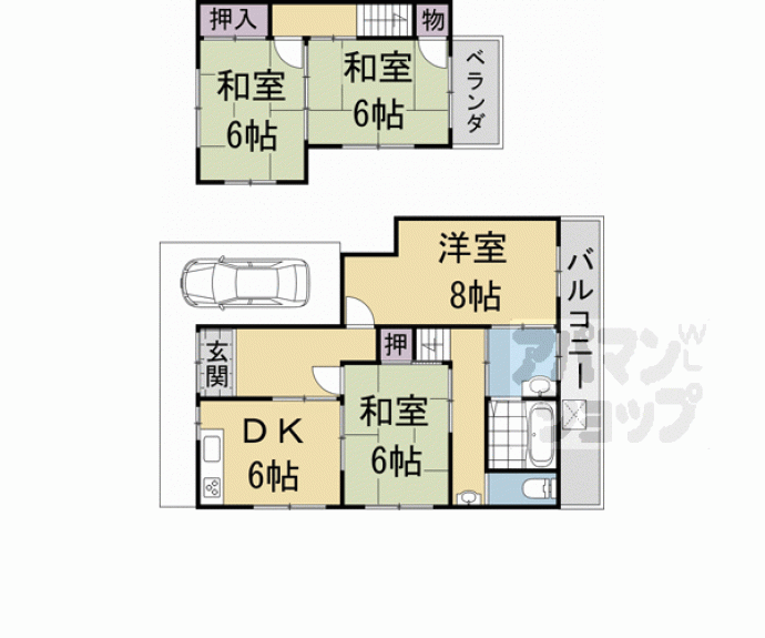 【大覚寺門前登り町４１－４－２貸家】間取