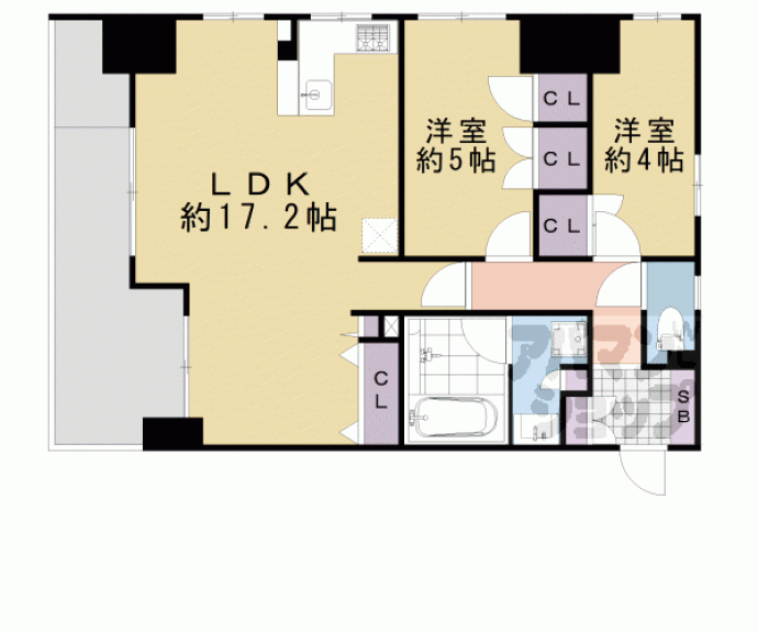 【アベニール三条油小路】間取